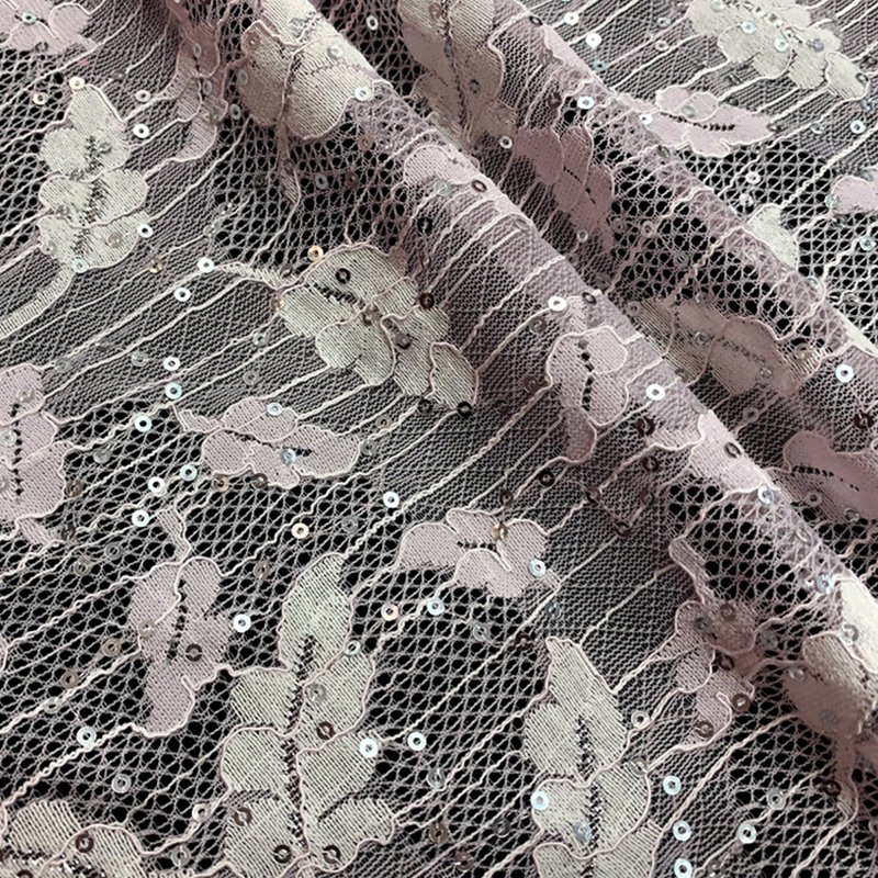 Leaf Sequin Iridescent Polyester Lace Fabric Wholesale Supplier 4